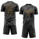 Custom Black Gray-Old Gold Abstract Grunge Art Sublimation Soccer Uniform Jersey Custom Black Gray-Old Gold Abstract Grunge Art Sublimation Soccer Uniform Jersey