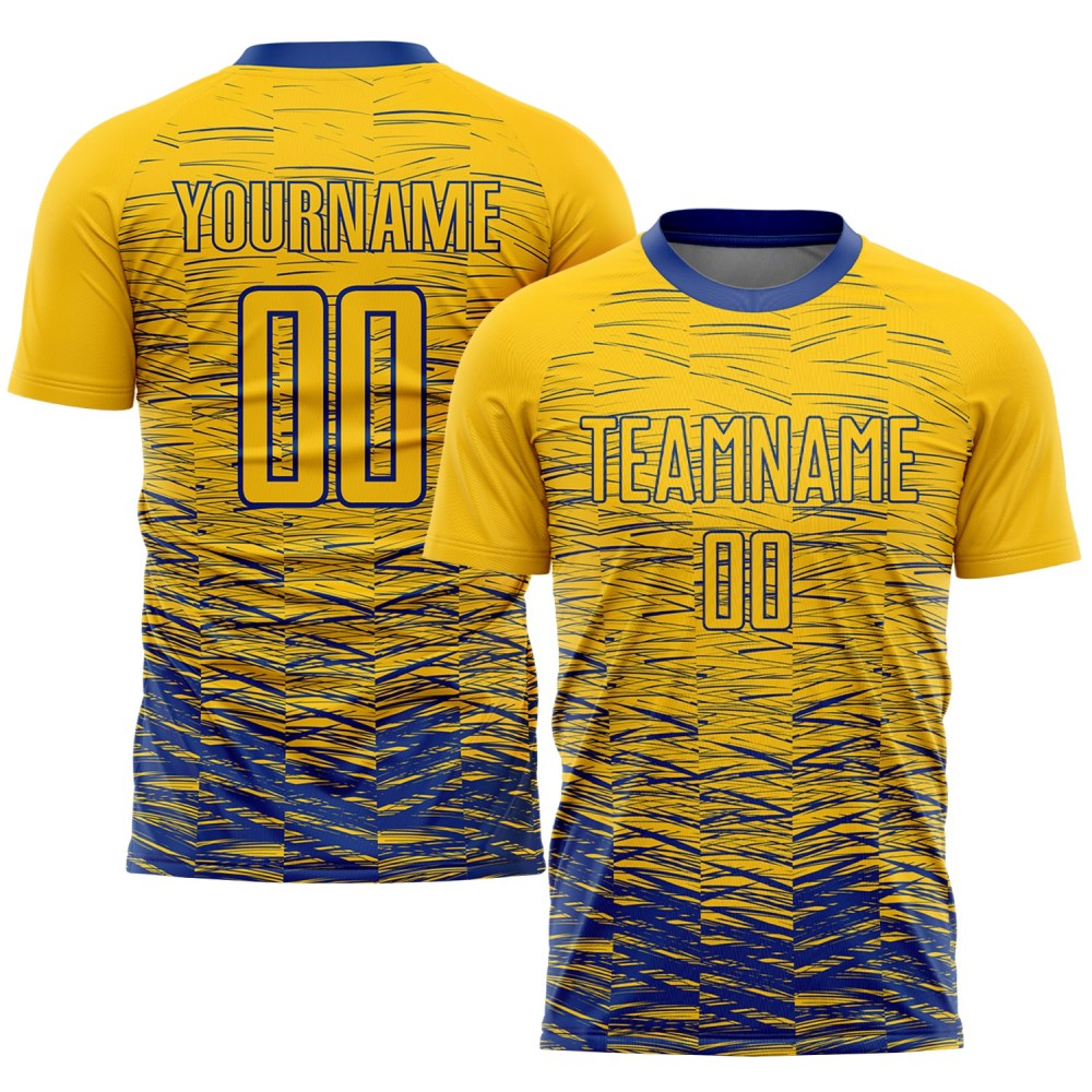 Custom Yellow Royal Sublimation Soccer Uniform Jersey Custom Yellow Royal Sublimation Soccer Uniform Jersey