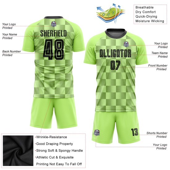 Custom Neon Green Black Third Sublimation Soccer Uniform Jersey Custom Neon Green Black Third Sublimation Soccer Uniform Jersey