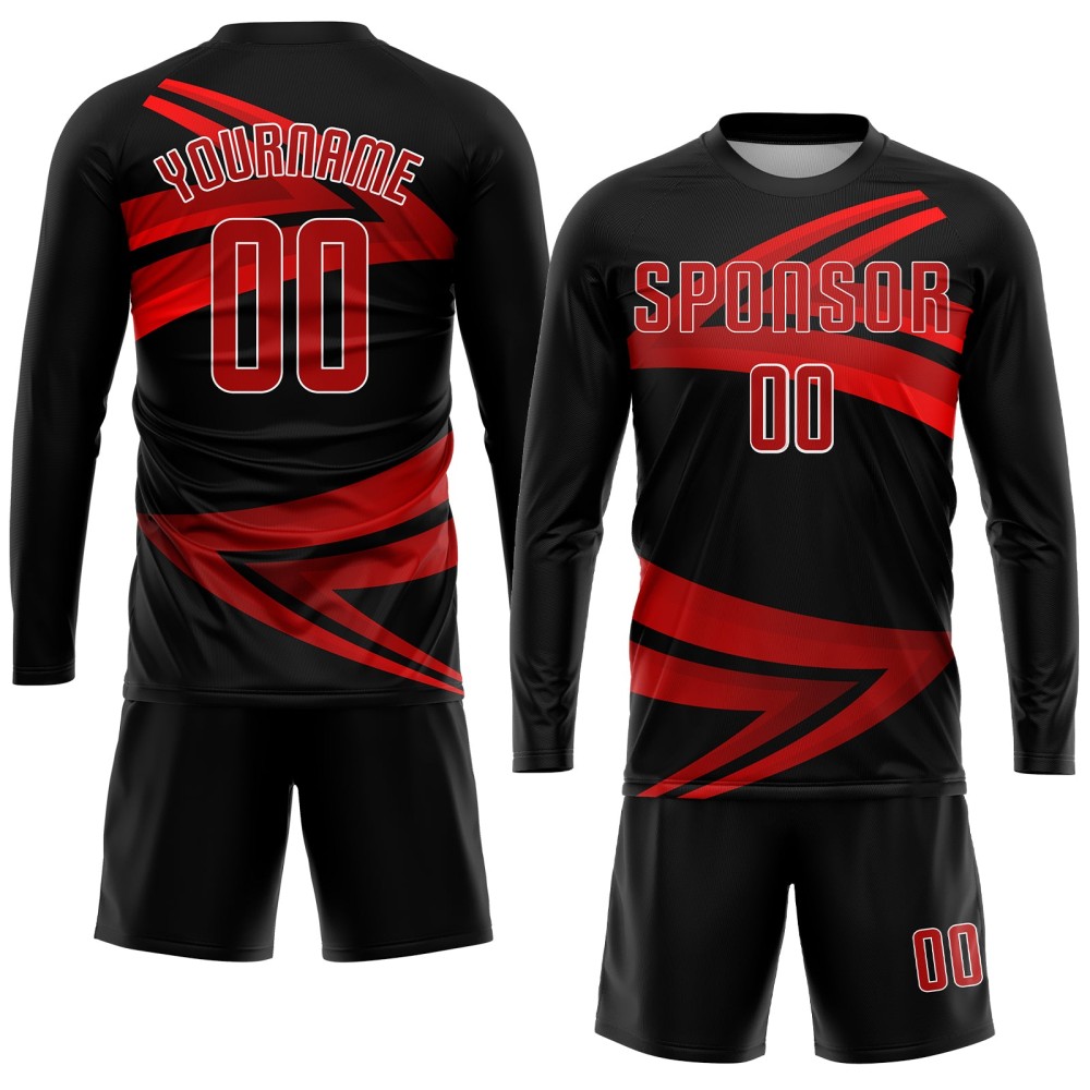 Custom Black Red-White Sublimation Soccer Uniform Jersey Custom Black Red-White Sublimation Soccer Uniform Jersey