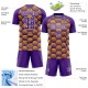 Custom Purple Gold-White Hexagons Pattern Sublimation Soccer Uniform Jersey Custom Purple Gold-White Hexagons Pattern Sublimation Soccer Uniform Jersey