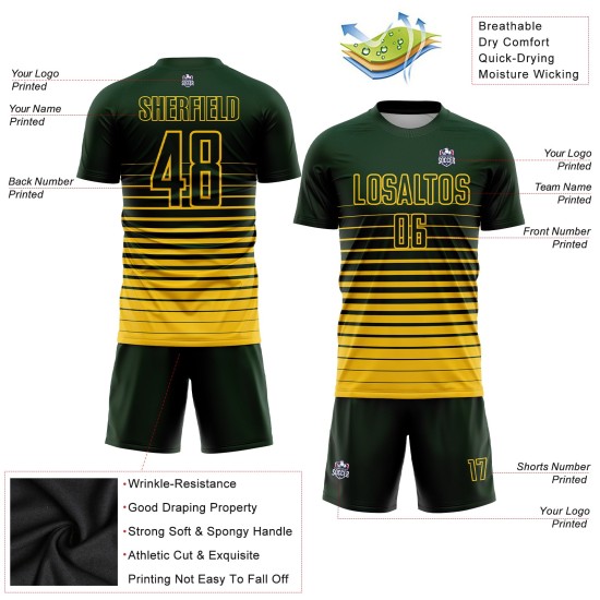 Custom Green Yellow Pinstripe Fade Fashion Sublimation Soccer Uniform Jersey Custom Green Yellow Pinstripe Fade Fashion Sublimation Soccer Uniform Jersey