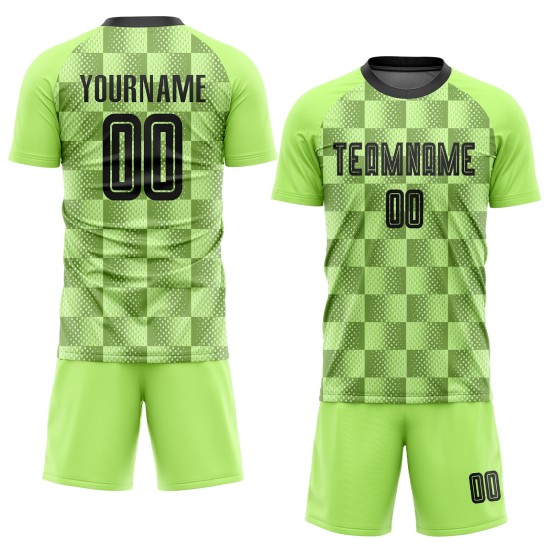 Custom Neon Green Black Third Sublimation Soccer Uniform Jersey Custom Neon Green Black Third Sublimation Soccer Uniform Jersey