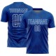 Custom Royal White Geometric Shapes Sublimation Soccer Uniform Jersey Custom Royal White Geometric Shapes Sublimation Soccer Uniform Jersey