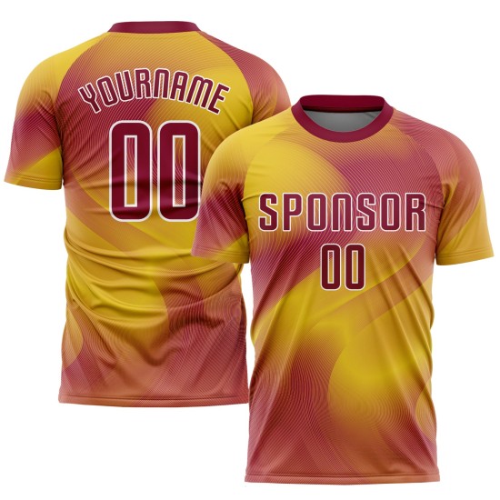 Custom Gold Crimson-White Sublimation Soccer Uniform Jersey Custom Gold Crimson-White Sublimation Soccer Uniform Jersey