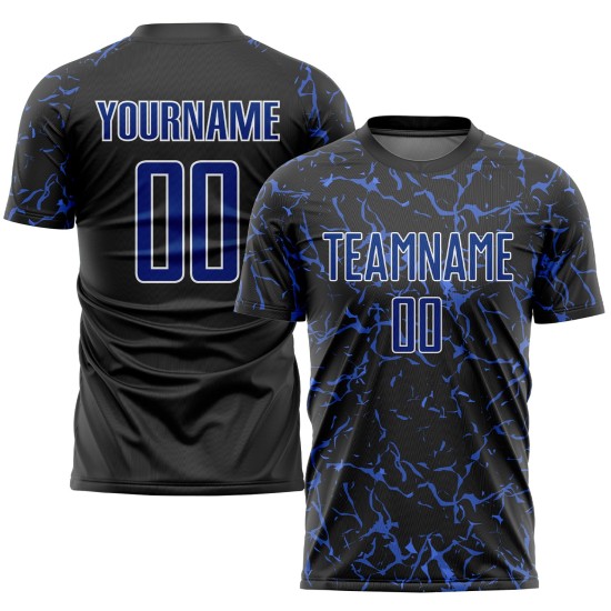 Custom Black Royal-White Sublimation Soccer Uniform Jersey Custom Black Royal-White Sublimation Soccer Uniform Jersey