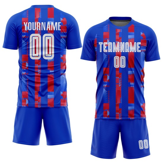 Custom Royal White-Red Home Sublimation Soccer Uniform Jersey Custom Royal White-Red Home Sublimation Soccer Uniform Jersey