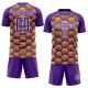 Custom Purple Gold-White Hexagons Pattern Sublimation Soccer Uniform Jersey Custom Purple Gold-White Hexagons Pattern Sublimation Soccer Uniform Jersey