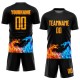 Custom Black Yellow-Orange Dragon Flame Sublimation Soccer Uniform Jersey Custom Black Yellow-Orange Dragon Flame Sublimation Soccer Uniform Jersey