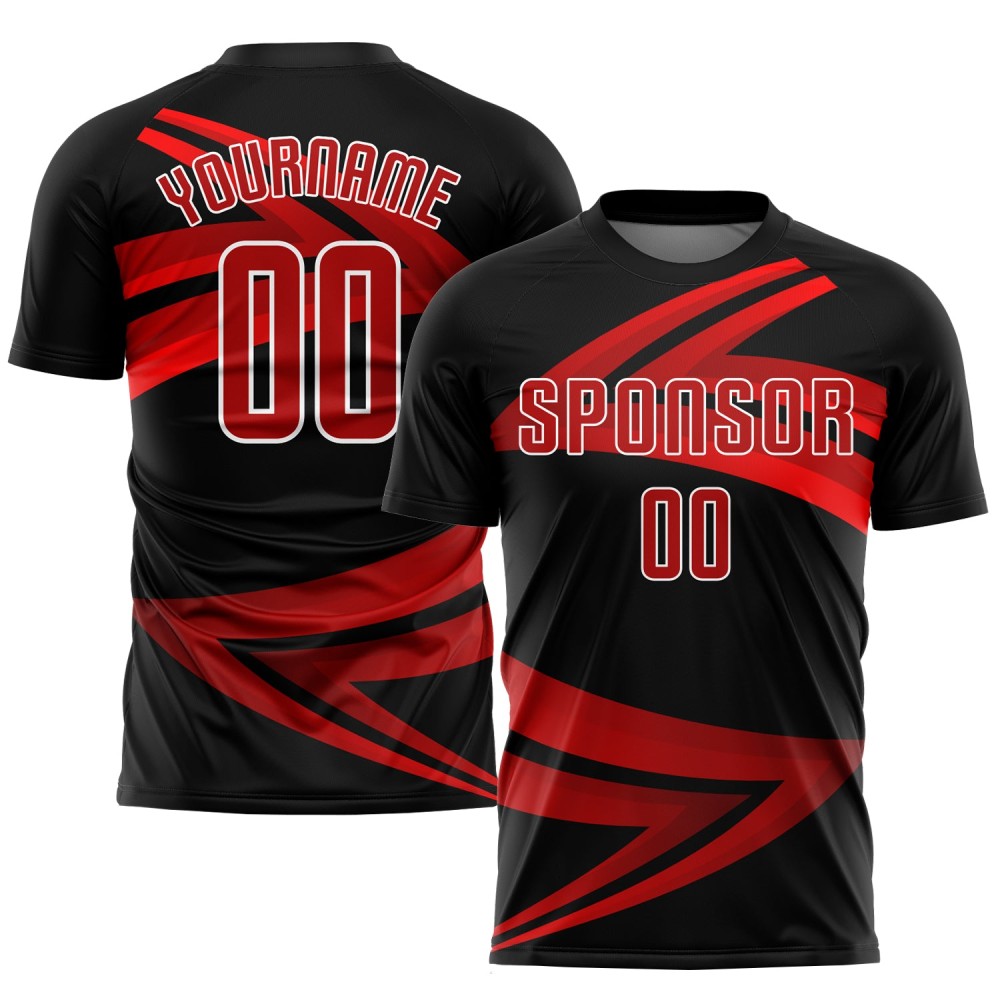 Custom Black Red-White Sublimation Soccer Uniform Jersey Custom Black Red-White Sublimation Soccer Uniform Jersey