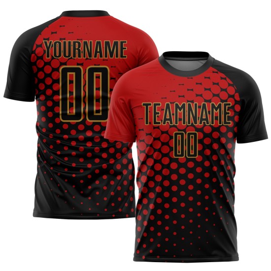 Custom Red Black-Old Gold Sublimation Soccer Uniform Jersey Custom Red Black-Old Gold Sublimation Soccer Uniform Jersey