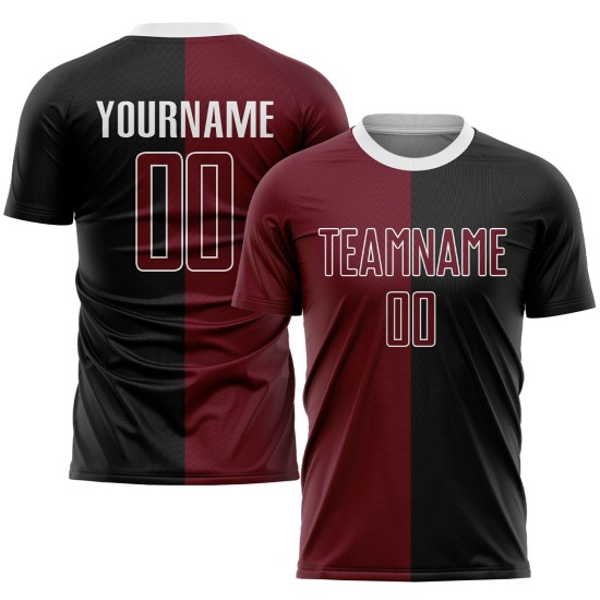 Custom Black Crimson-White Sublimation Split Fashion Soccer Uniform Jersey Custom Black Crimson-White Sublimation Split Fashion Soccer Uniform Jersey