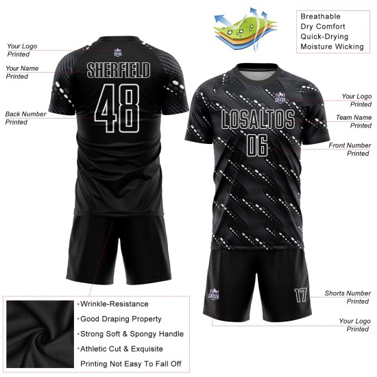Custom Black White Sublimation Soccer Uniform Jersey Custom Black White Sublimation Soccer Uniform Jersey