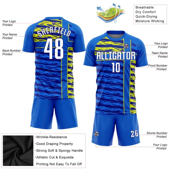 Custom Royal White Navy-Gold Sublimation Soccer Uniform Jersey Custom Royal White Navy-Gold Sublimation Soccer Uniform Jersey