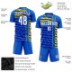 Custom Royal White Navy-Gold Sublimation Soccer Uniform Jersey Custom Royal White Navy-Gold Sublimation Soccer Uniform Jersey