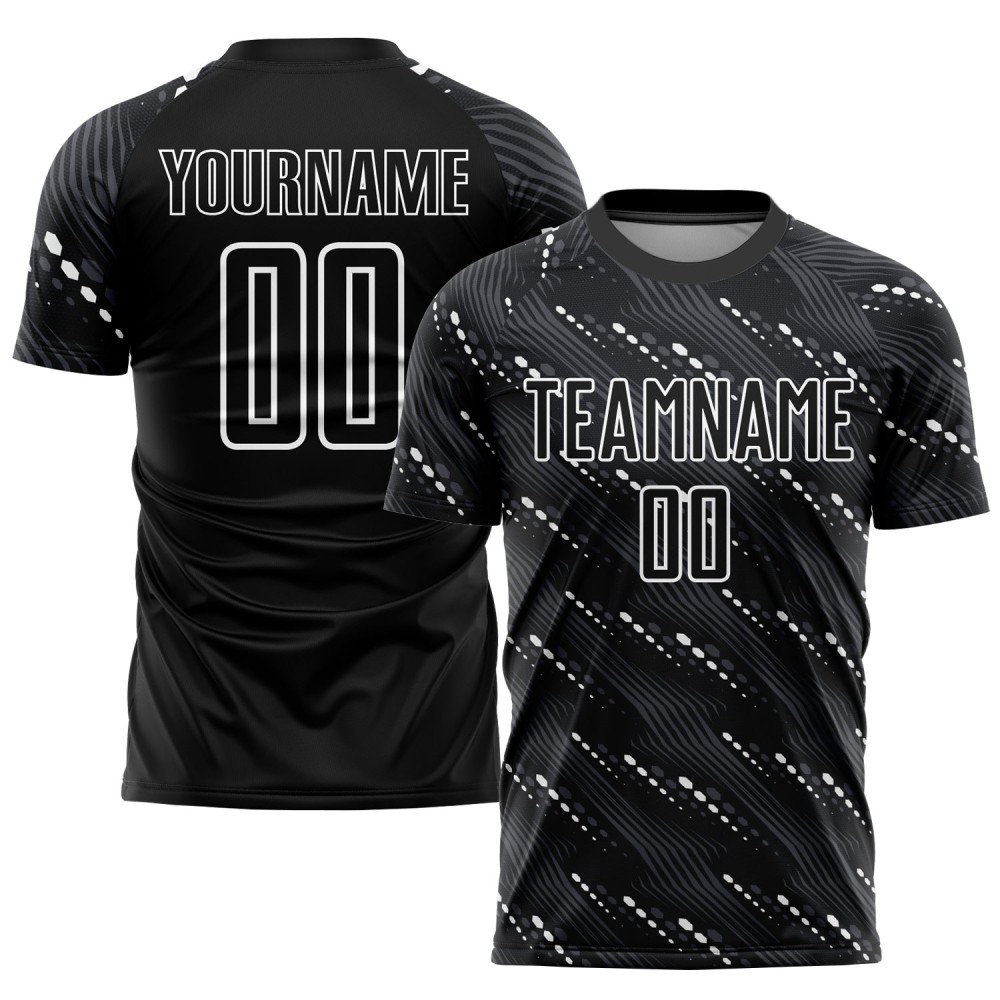 Custom Black White Sublimation Soccer Uniform Jersey Custom Black White Sublimation Soccer Uniform Jersey