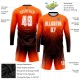 Custom Orange White-Brown Sublimation Long Sleeve Fade Fashion Soccer Uniform Jersey