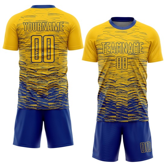 Custom Yellow Royal Sublimation Soccer Uniform Jersey Custom Yellow Royal Sublimation Soccer Uniform Jersey