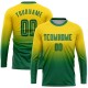 Custom Gold Kelly Green Sublimation Long Sleeve Fade Fashion Soccer Uniform Jersey Custom Gold Kelly Green Sublimation Long Sleeve Fade Fashion Soccer Uniform Jersey