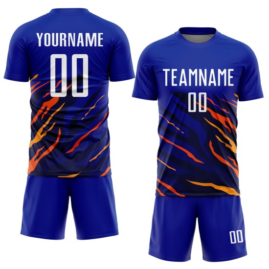 Custom Royal White Yellow-Black Sublimation Soccer Uniform Jersey Custom Royal White Yellow-Black Sublimation Soccer Uniform Jersey