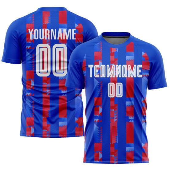 Custom Royal White-Red Home Sublimation Soccer Uniform Jersey Custom Royal White-Red Home Sublimation Soccer Uniform Jersey