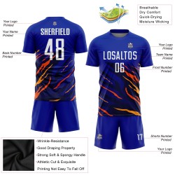 Custom Royal White Yellow-Black Sublimation Soccer Uniform Jersey Custom Royal White Yellow-Black Sublimation Soccer Uniform Jersey