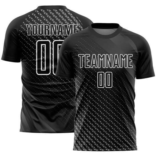 Custom Black White Geometric Shapes Sublimation Soccer Uniform Jersey Custom Black White Geometric Shapes Sublimation Soccer Uniform Jersey