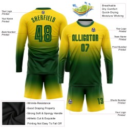 Custom Gold Green Sublimation Long Sleeve Fade Fashion Soccer Uniform Jersey Custom Gold Green Sublimation Long Sleeve Fade Fashion Soccer Uniform Jersey