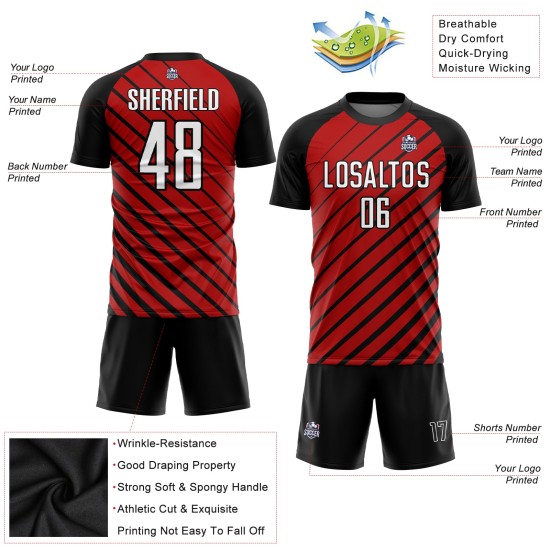 Custom Red White-Black Sublimation Soccer Uniform Jersey Custom Red White-Black Sublimation Soccer Uniform Jersey