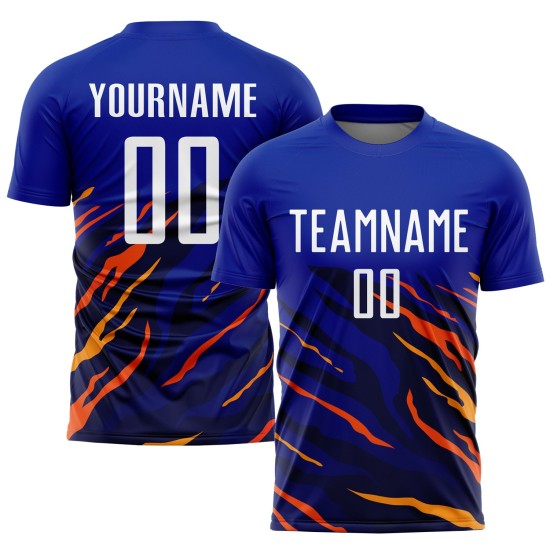 Custom Royal White Yellow-Black Sublimation Soccer Uniform Jersey Custom Royal White Yellow-Black Sublimation Soccer Uniform Jersey