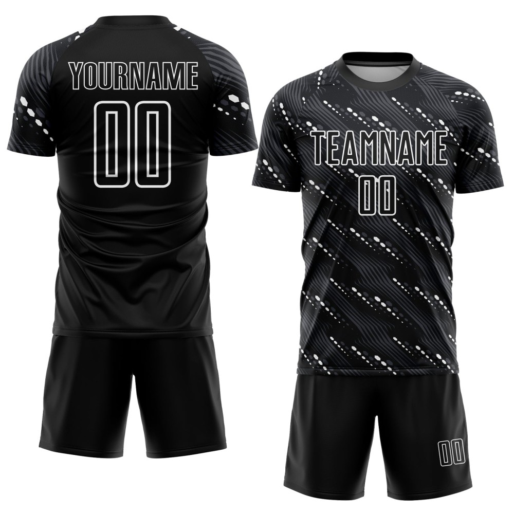 Custom Black White Sublimation Soccer Uniform Jersey Custom Black White Sublimation Soccer Uniform Jersey