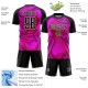 Custom Hot Pink Black-White Waves Sublimation Soccer Uniform Jersey Custom Hot Pink Black-White Waves Sublimation Soccer Uniform Jersey