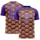 Custom Purple Gold-White Hexagons Pattern Sublimation Soccer Uniform Jersey Custom Purple Gold-White Hexagons Pattern Sublimation Soccer Uniform Jersey