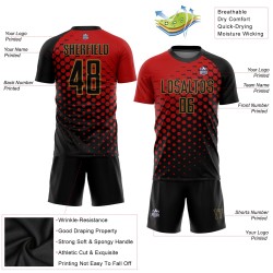 Custom Red Black-Old Gold Sublimation Soccer Uniform Jersey Custom Red Black-Old Gold Sublimation Soccer Uniform Jersey