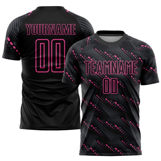 Custom Black Pink Sublimation Soccer Uniform Jersey Custom Black Pink Sublimation Soccer Uniform Jersey