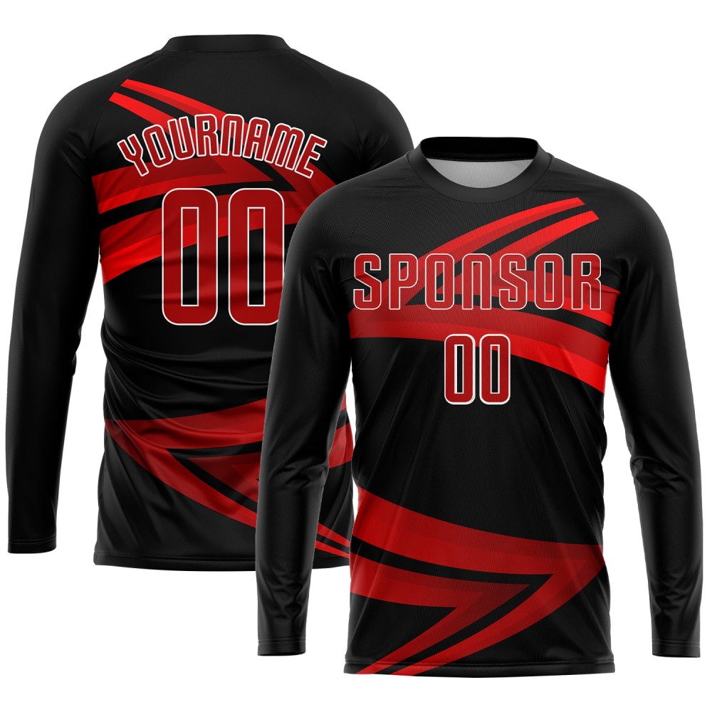 Custom Black Red-White Sublimation Soccer Uniform Jersey Custom Black Red-White Sublimation Soccer Uniform Jersey