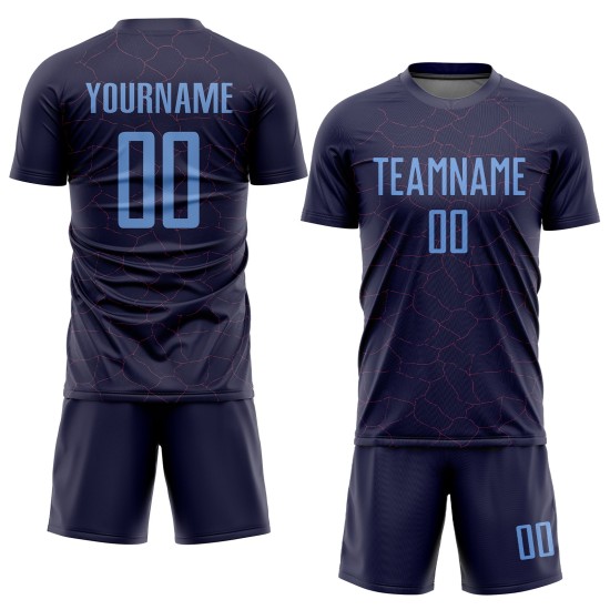 Custom Purple Light Blue Sublimation Soccer Uniform Jersey Custom Purple Light Blue Sublimation Soccer Uniform Jersey