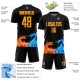 Custom Black Yellow-Orange Dragon Flame Sublimation Soccer Uniform Jersey Custom Black Yellow-Orange Dragon Flame Sublimation Soccer Uniform Jersey