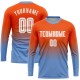 Custom Orange White-Light Blue Sublimation Long Sleeve Fade Fashion Soccer Uniform Jersey Custom Orange White-Light Blue Sublimation Long Sleeve Fade Fashion Soccer Uniform Jersey